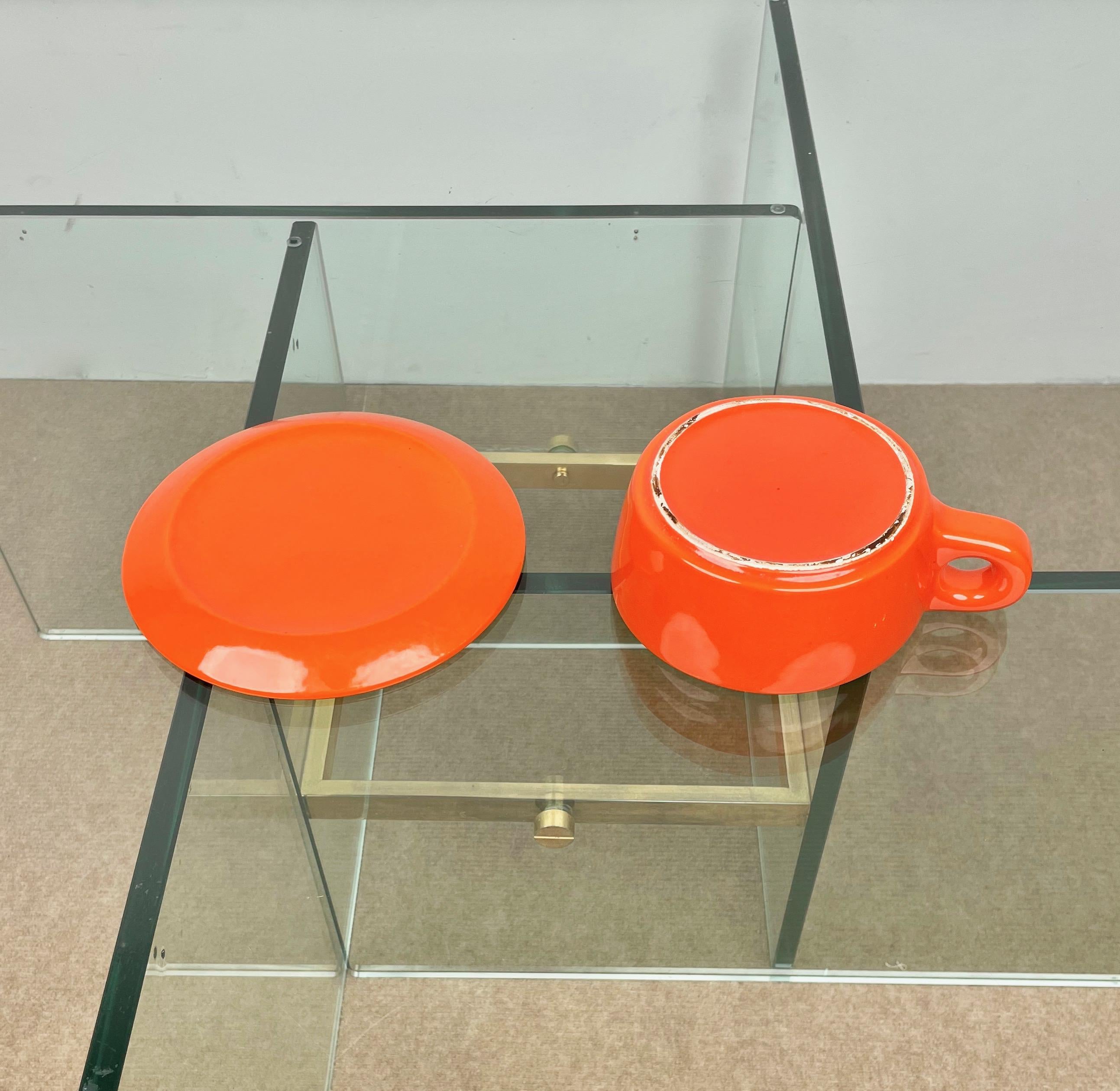 Tea Set in Orange Ceramic by Liisi Beckmann for Gabbianelli, Italy, 1960s For Sale 8