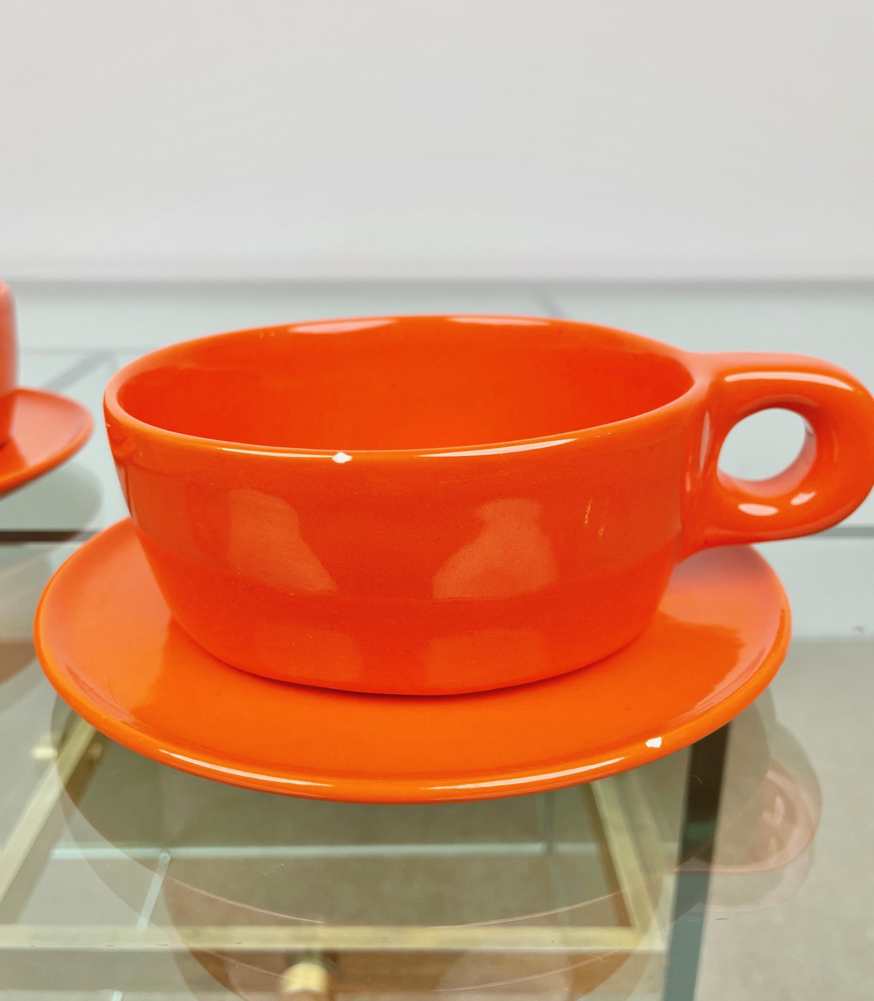 Service à thé en céramique orange de Liisi Beckmann pour Gabbianelli, Italie, années 1960 en vente 8