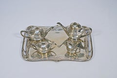 Antique Silver-Plated Bronze Tea Set by WMF, Art Nouveau, Circa 1900