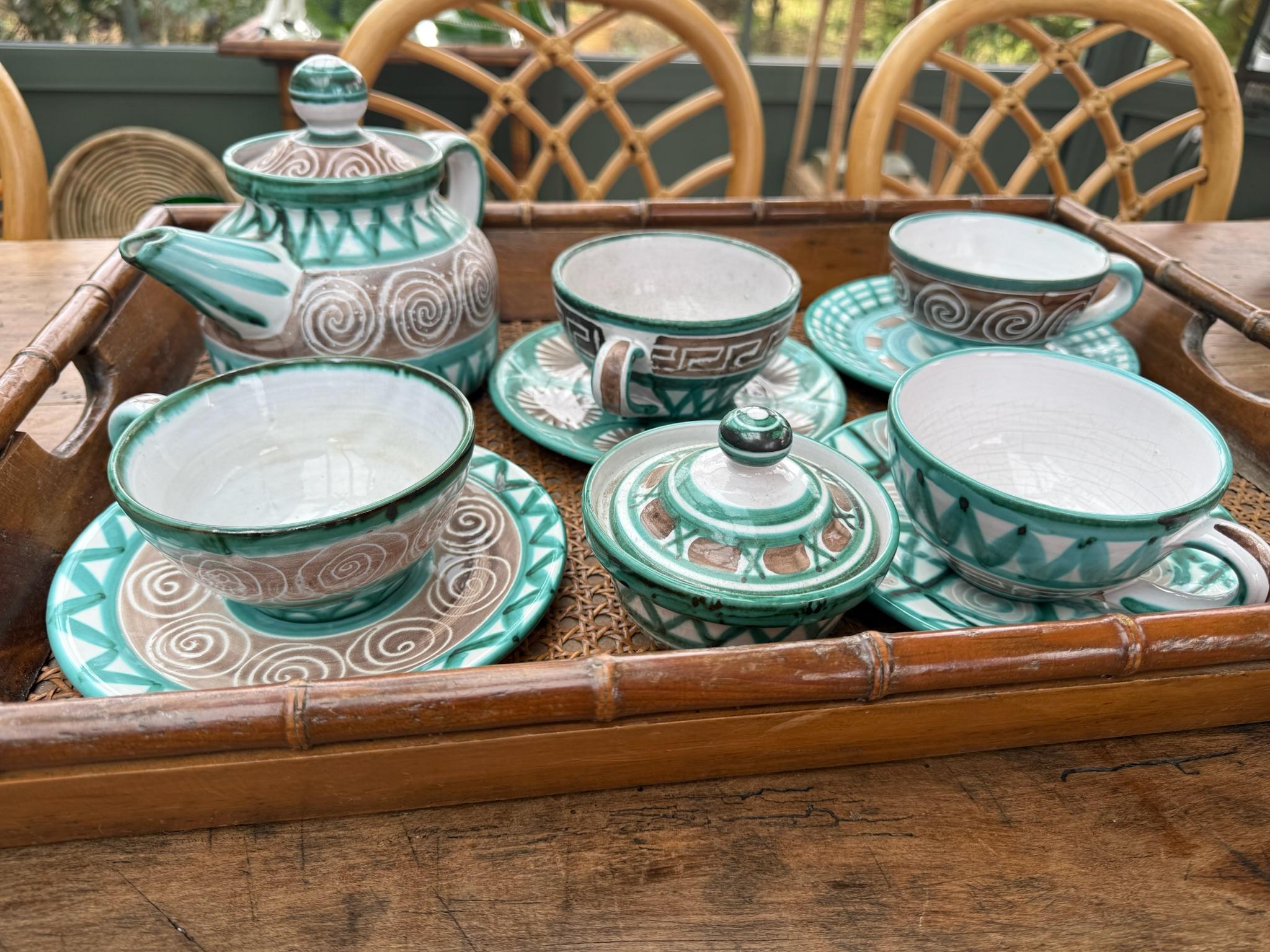 Glazed Tea Set, Robert Picault, circa 1950 For Sale