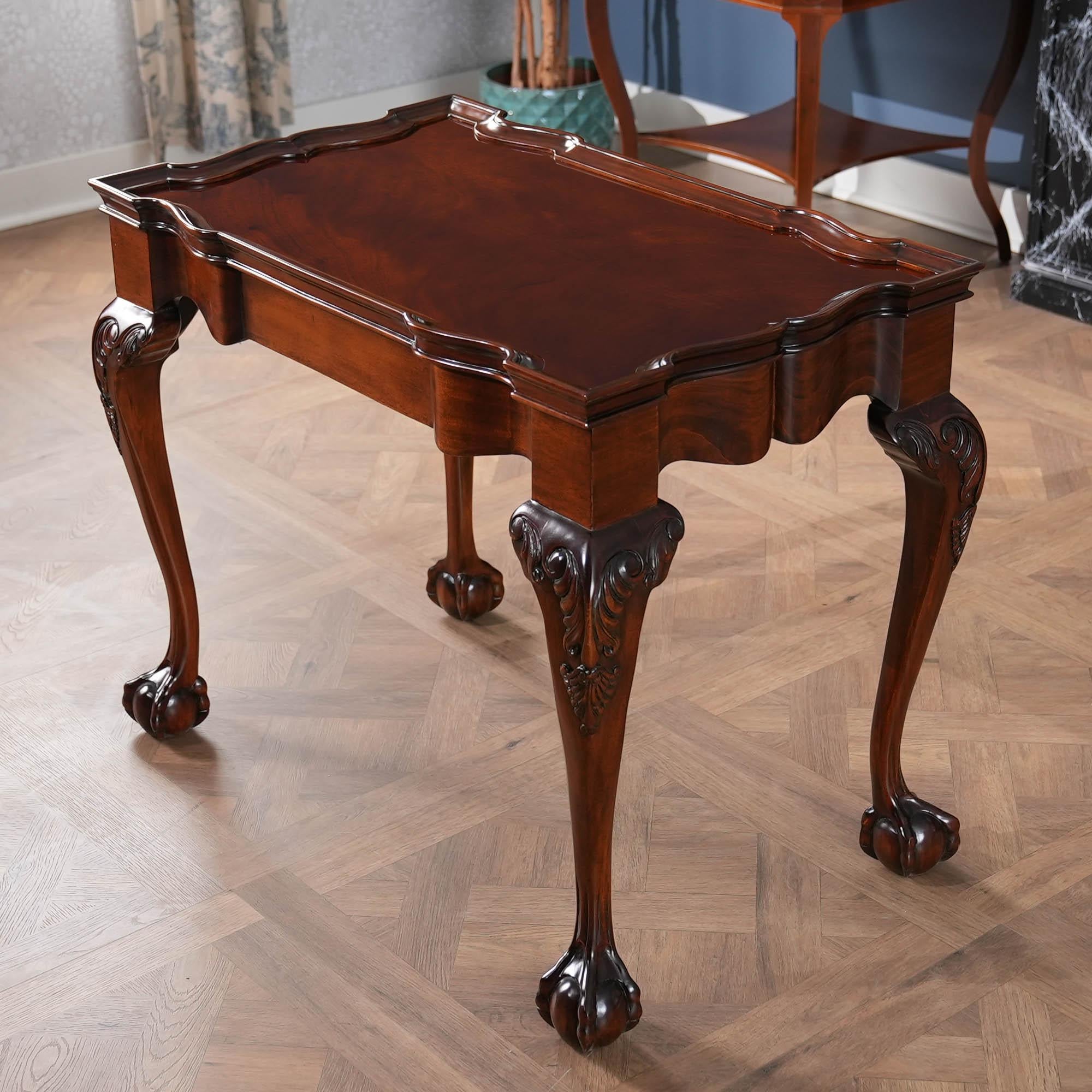 Hand-Carved Tea Table For Sale