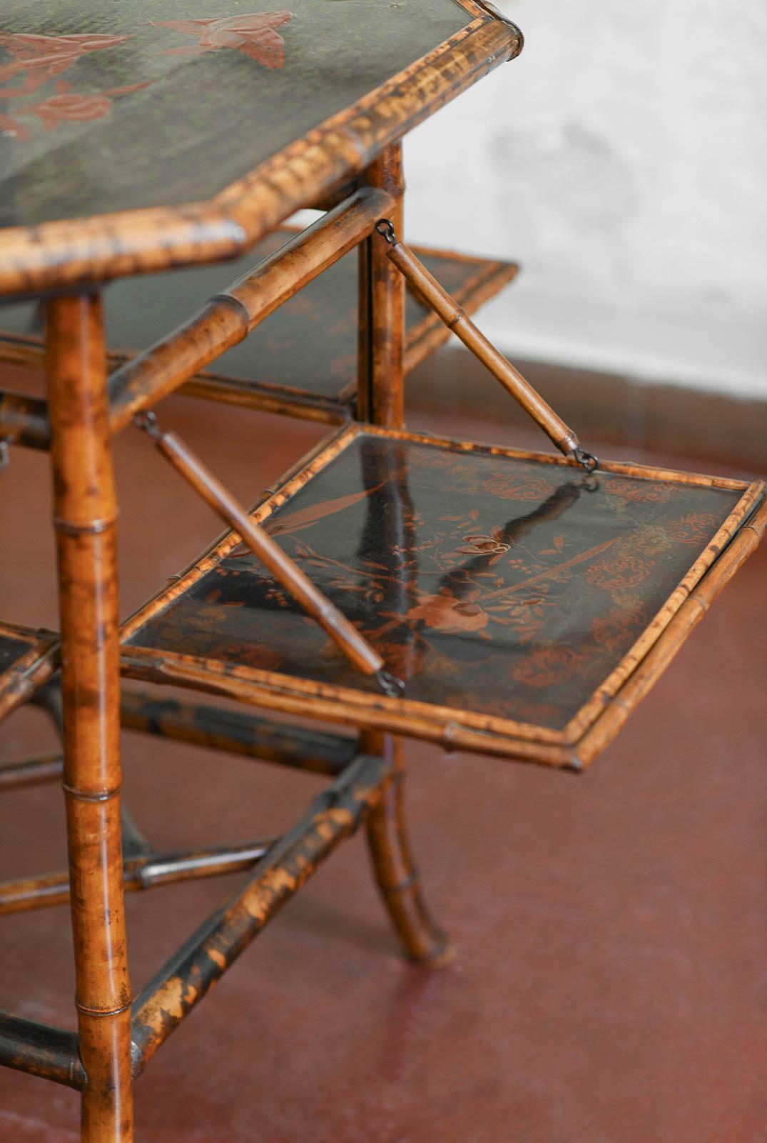 “Tea table” in bamboo and lacquered wood, attributed to Perret & Vibert, France For Sale 4