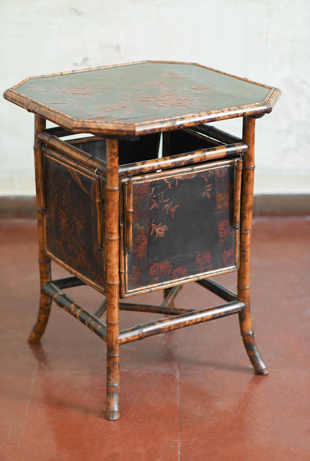 “Tea table” in bamboo and lacquered wood, attributed to Perret & Vibert, France For Sale 6