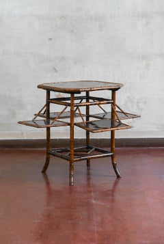 “Tea table” in bamboo and lacquered wood, attributed to Perret & Vibert, France