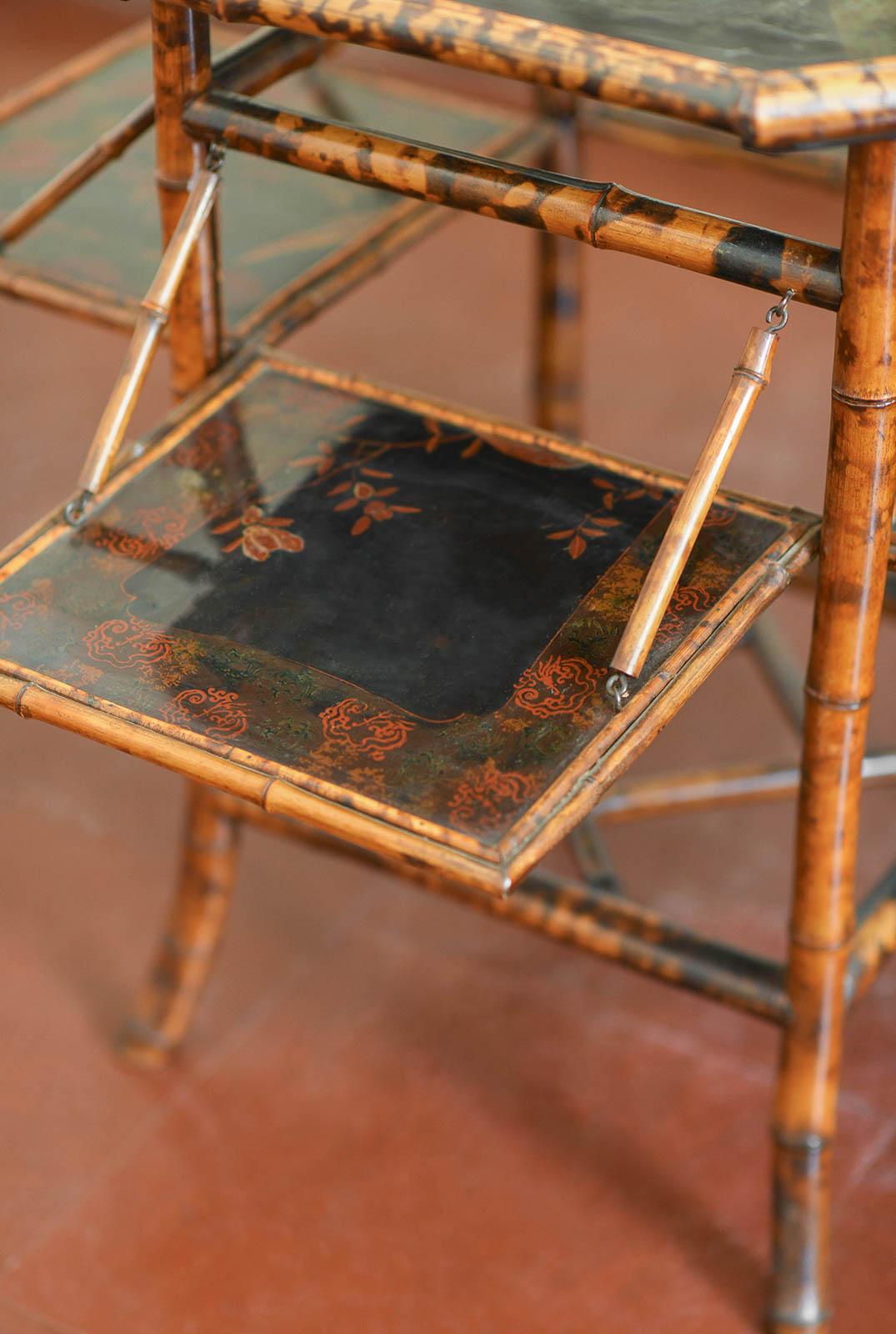 “Tea table” in bamboo and lacquered wood, attributed to Perret & Vibert, France For Sale 1