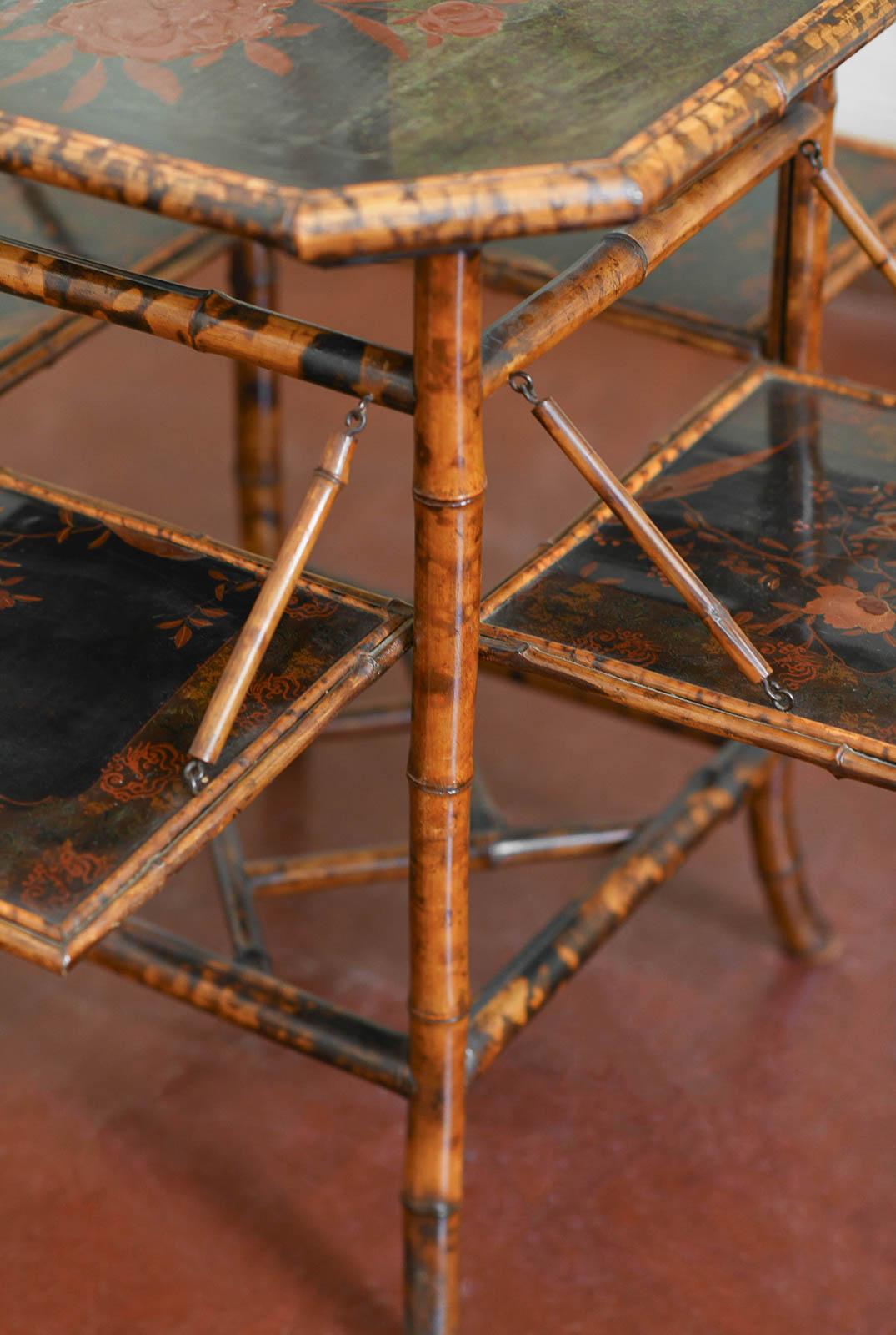 “Tea table” in bamboo and lacquered wood, attributed to Perret & Vibert, France For Sale 2