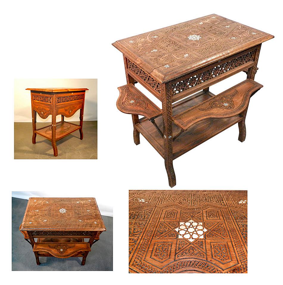 Bone tea table  orientalist  Work, circa 1900-1930 For Sale