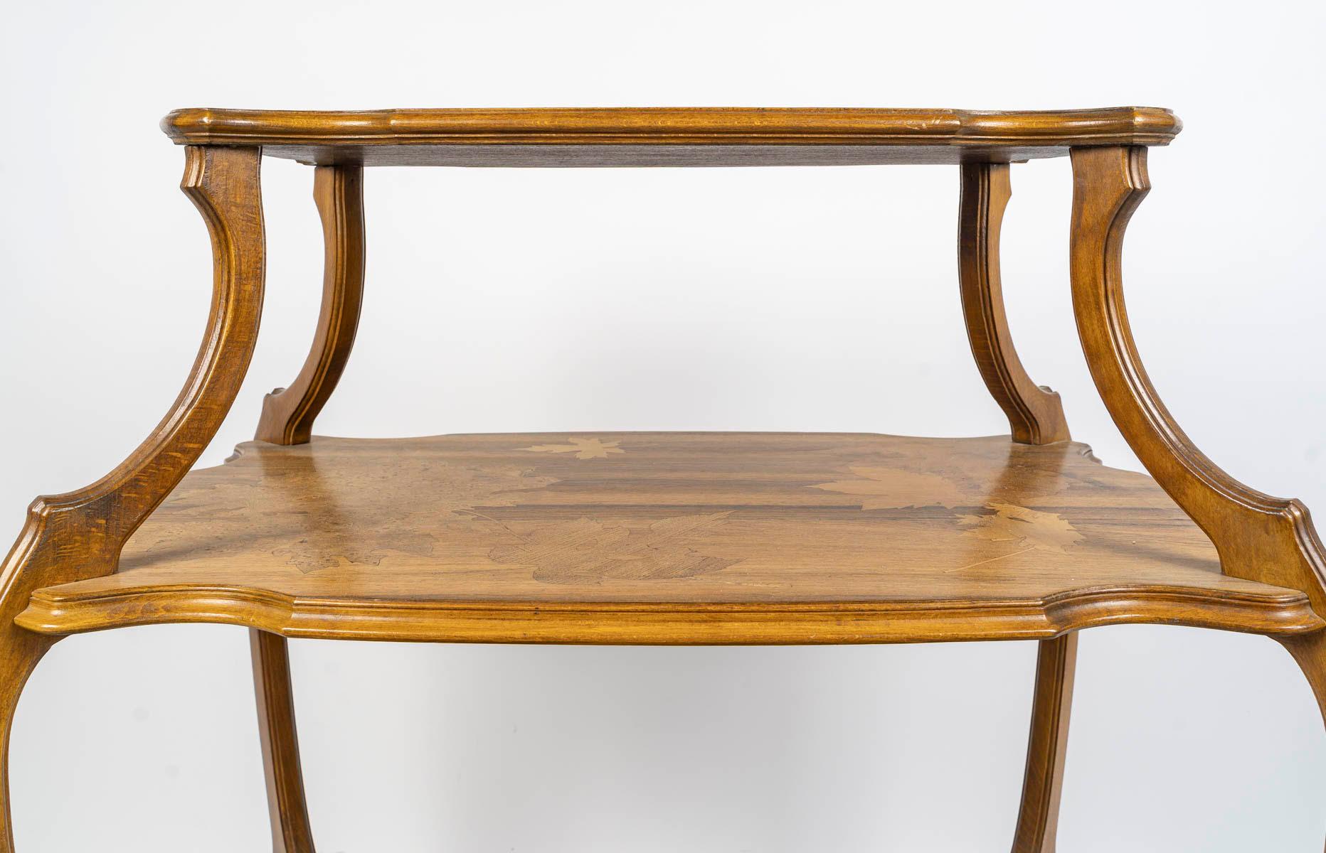 French Tea Table with 3 Trays by Emile Gallé, Art Nouveau, circa 1900. For Sale