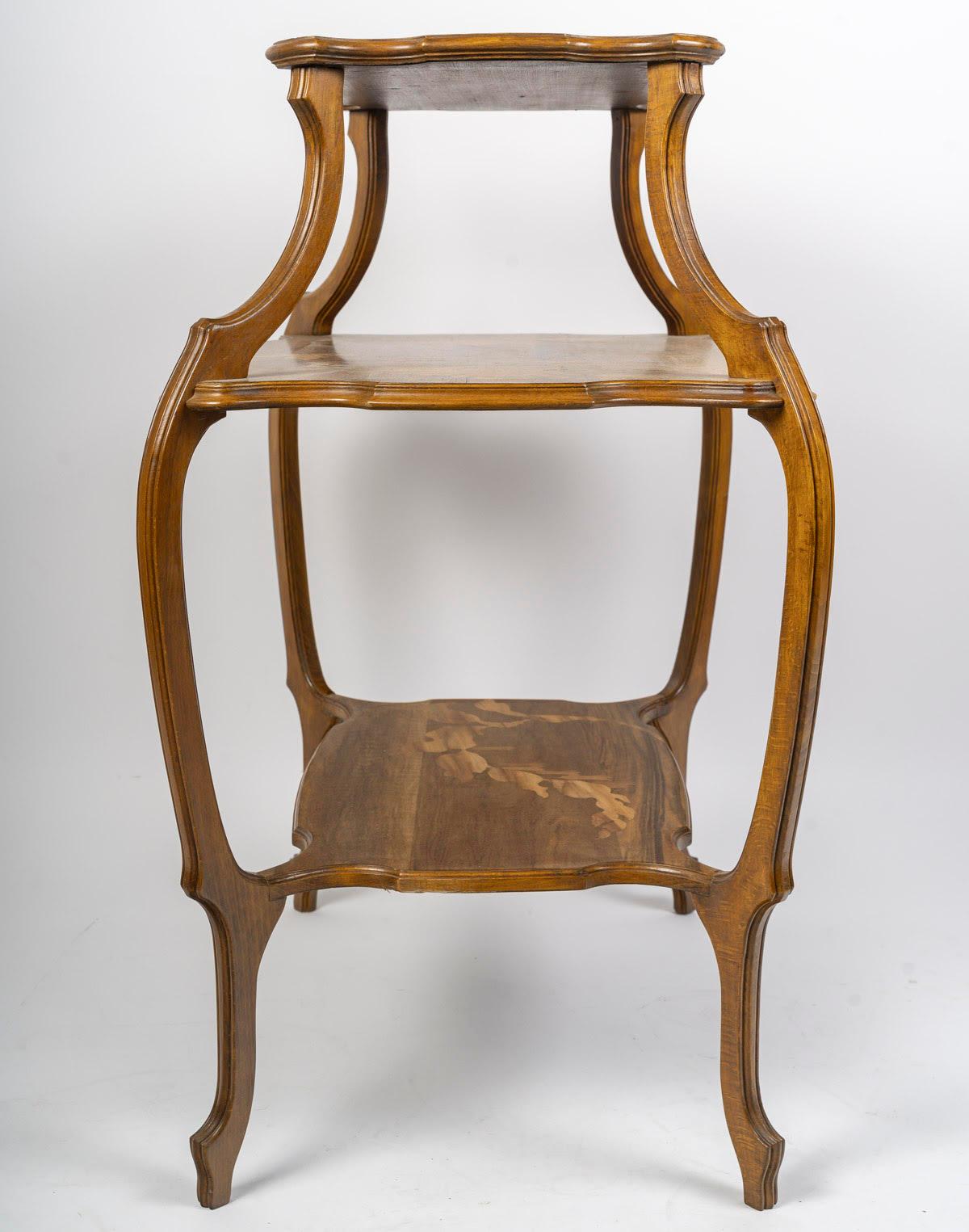 Tea Table with 3 Trays by Emile Gallé, Art Nouveau, circa 1900. For Sale 1
