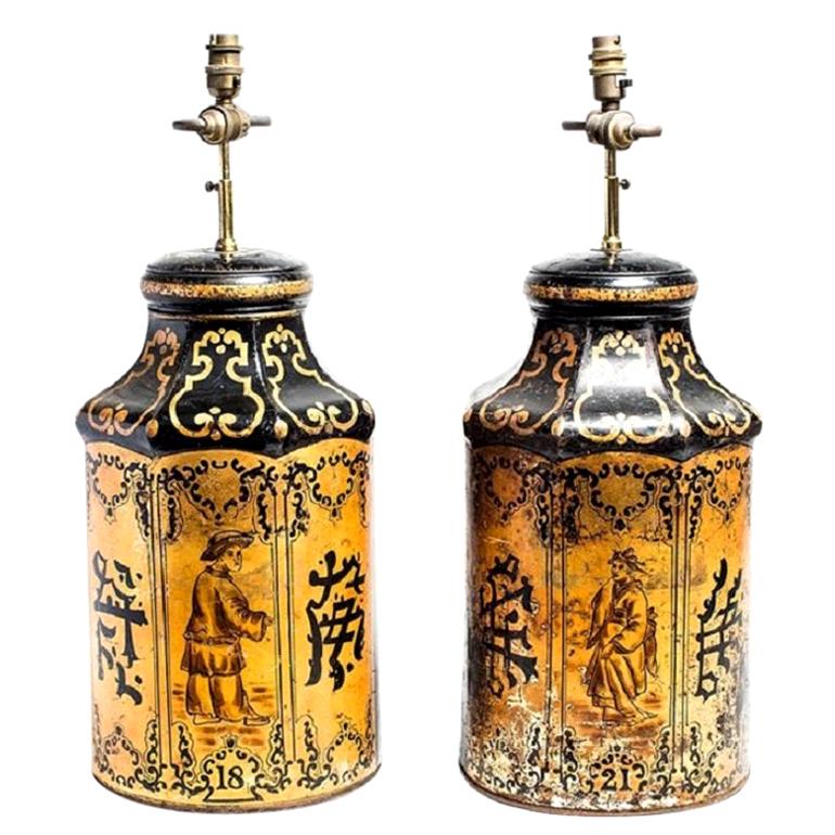 Lampe ancienne en étain à thé doré d'exportation chinoise État moyen - En vente à South Salem, NY