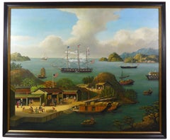 "Tea Trading Post" Chinese School, 20th Century, Oil on Wood