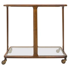 Tea Trolley Made of Solid Walnut and Glass, by Angelo Ostuni, 1955