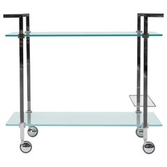 Minimalist 'Doris' T63S Tea Trolley in Stainless Steel and Tempered Glass