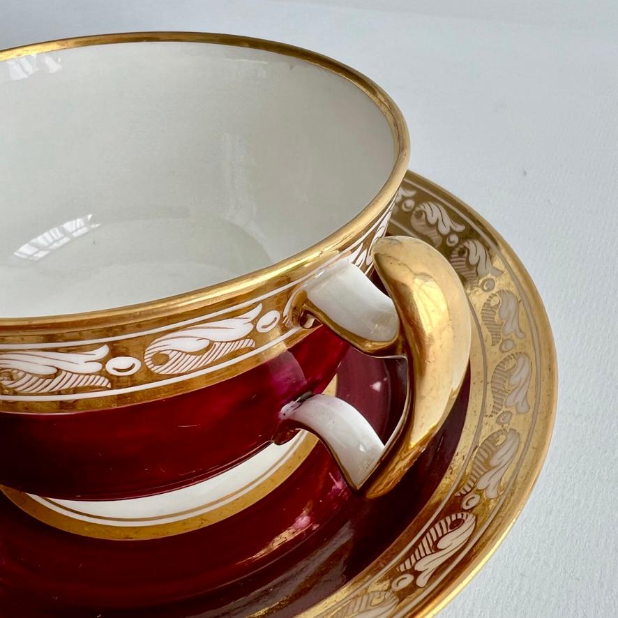 Teacup Trio Barr Flight & Barr Maroon and Gilt Neoclassical ca 1812 For Sale 2