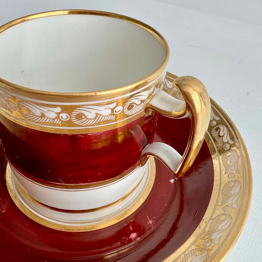 Teacup Trio Barr Flight & Barr Maroon and Gilt Neoclassical ca 1812 For Sale 4