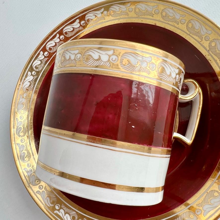 Teacup Trio Barr Flight & Barr Maroon and Gilt Neoclassical ca 1812 For Sale 5