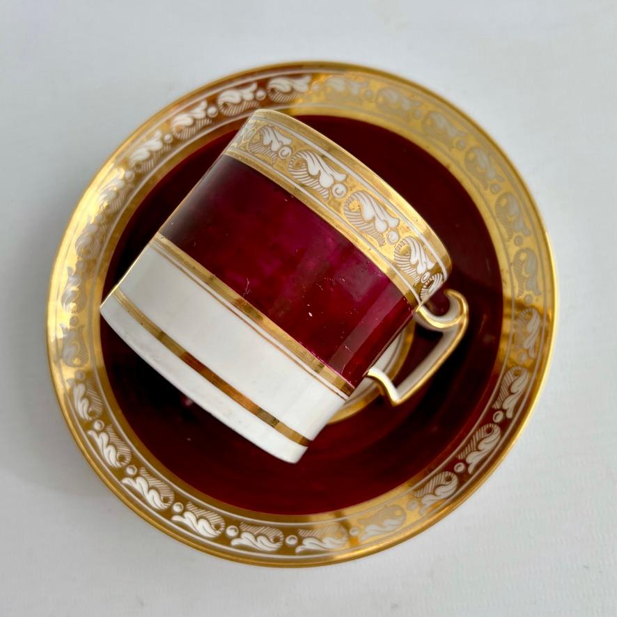 Porcelaine Théière Trio Barr Flight & Barr Maroon et doré néoclassique vers 1812 en vente