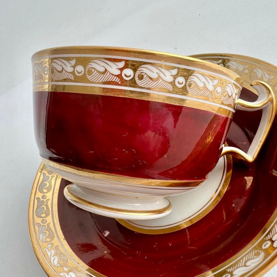Teacup Trio Barr Flight & Barr Maroon and Gilt Neoclassical ca 1812 For Sale 1