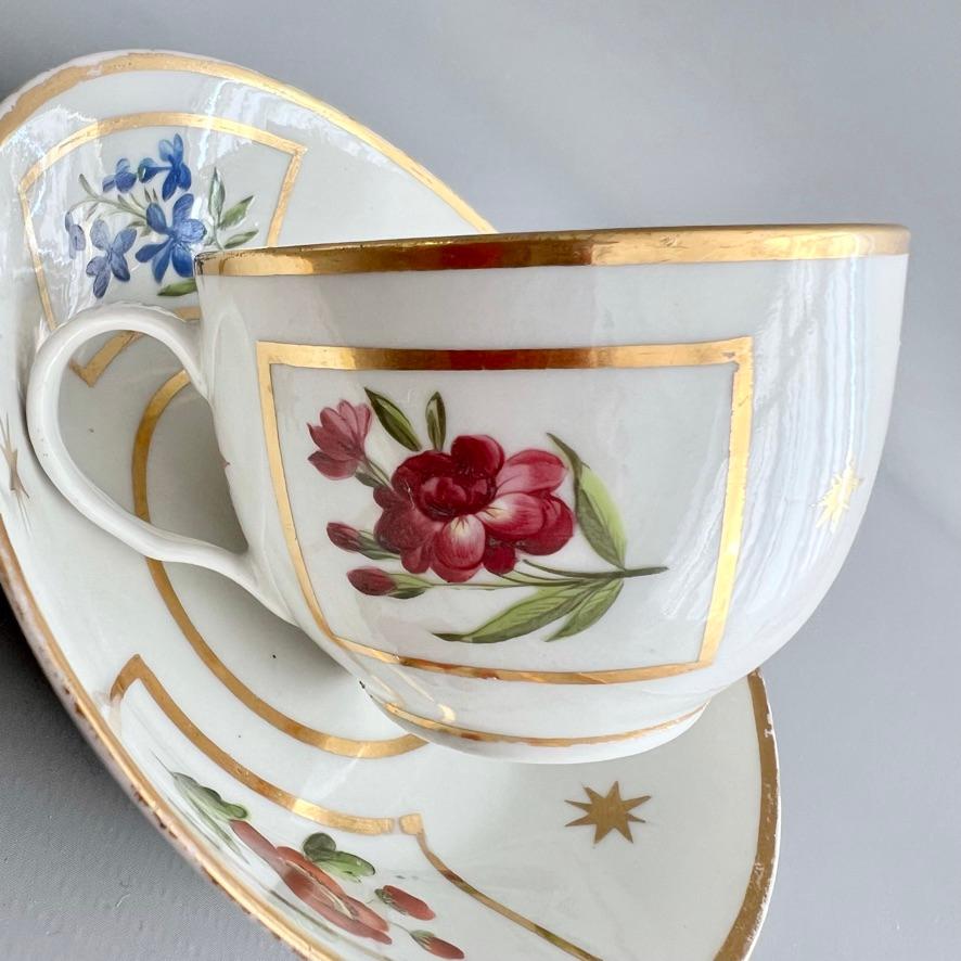 Teacup Trio Coalport John Rose, Flowers in Gilt Squares and Stars, ca 1800 For Sale 1