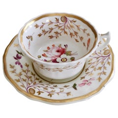 Teacup, White with Hand Painted Flowers, Regency, circa 1825