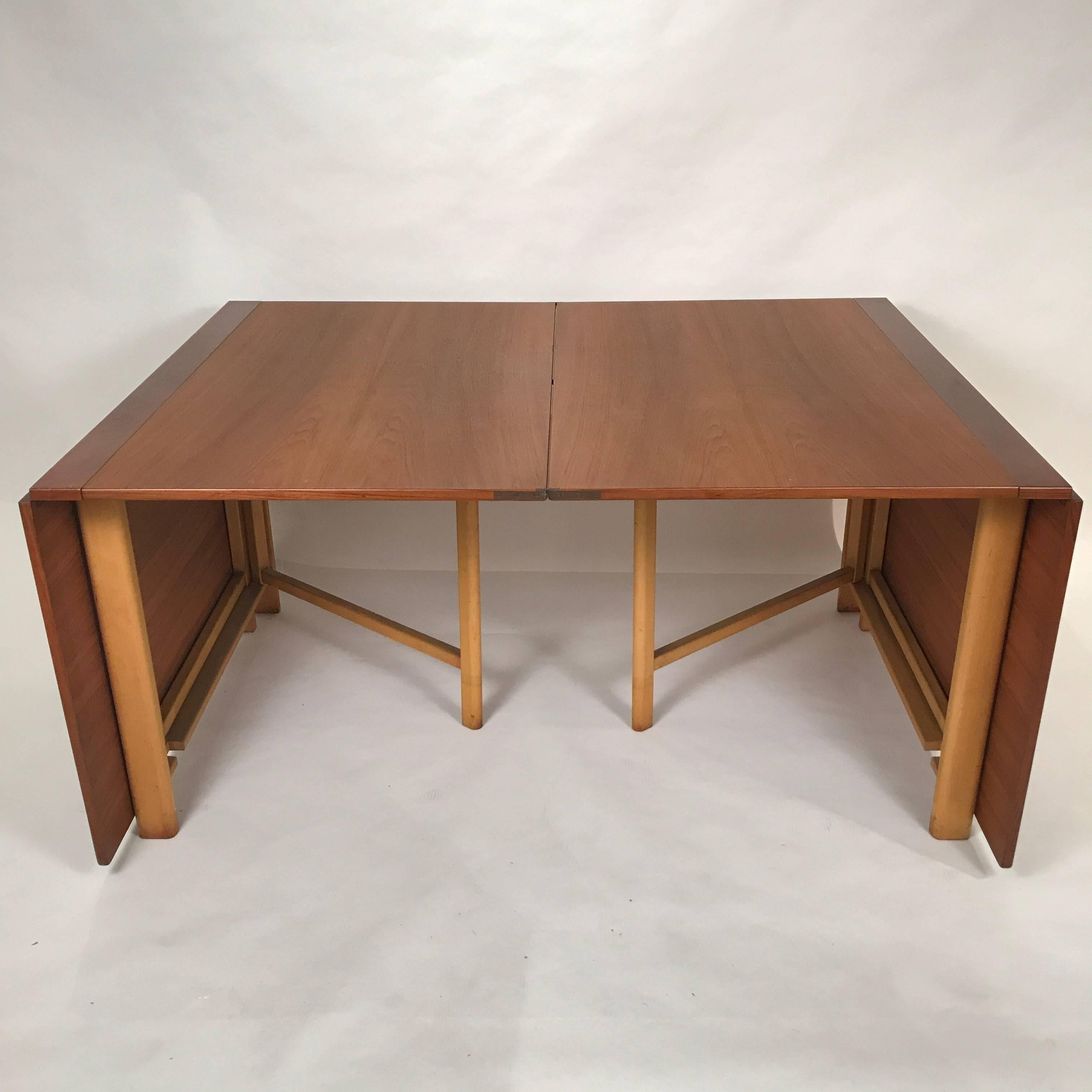 Teak & Beech “Maria Flap” Drop Leaf Folding Dining Table by Bruno Mathsson, 1960 2