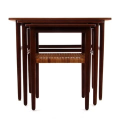 Teak and Rosewood Nesting Tables, 1950s, Danish Mid-Century Modern Nested Tables