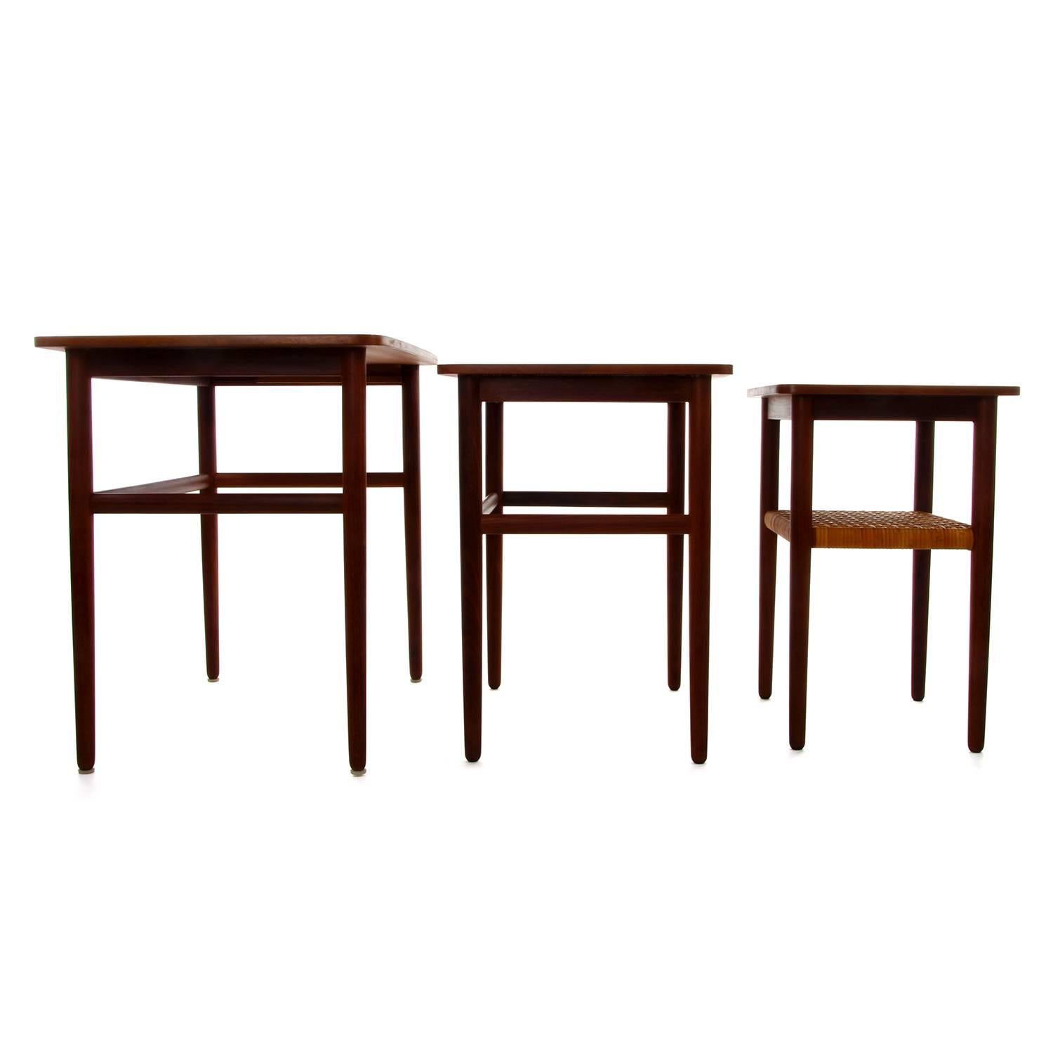 20th Century Teak and Rosewood Nesting Tables, 1950s, Danish Mid-Century Modern Nested Tables