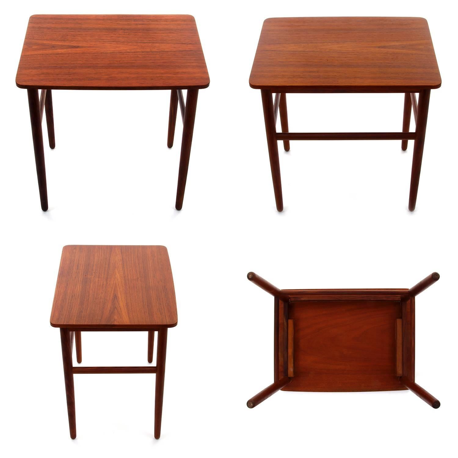 Teak and Rosewood Nesting Tables, 1950s, Danish Mid-Century Modern Nested Tables 1
