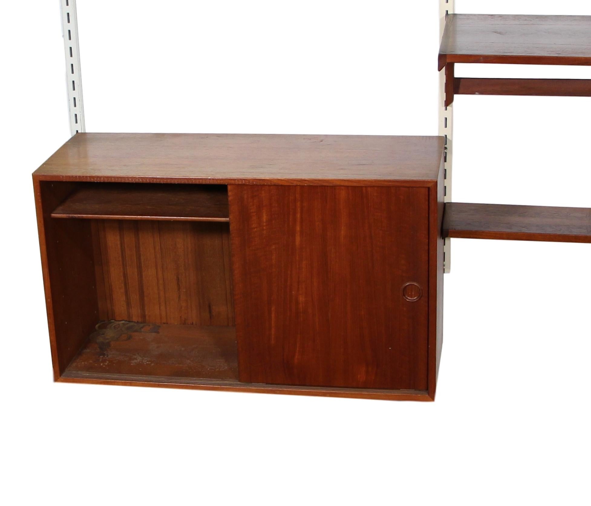 20th Century Teak 2 Bay Wall Unit by Kai Kristiansen For Sale