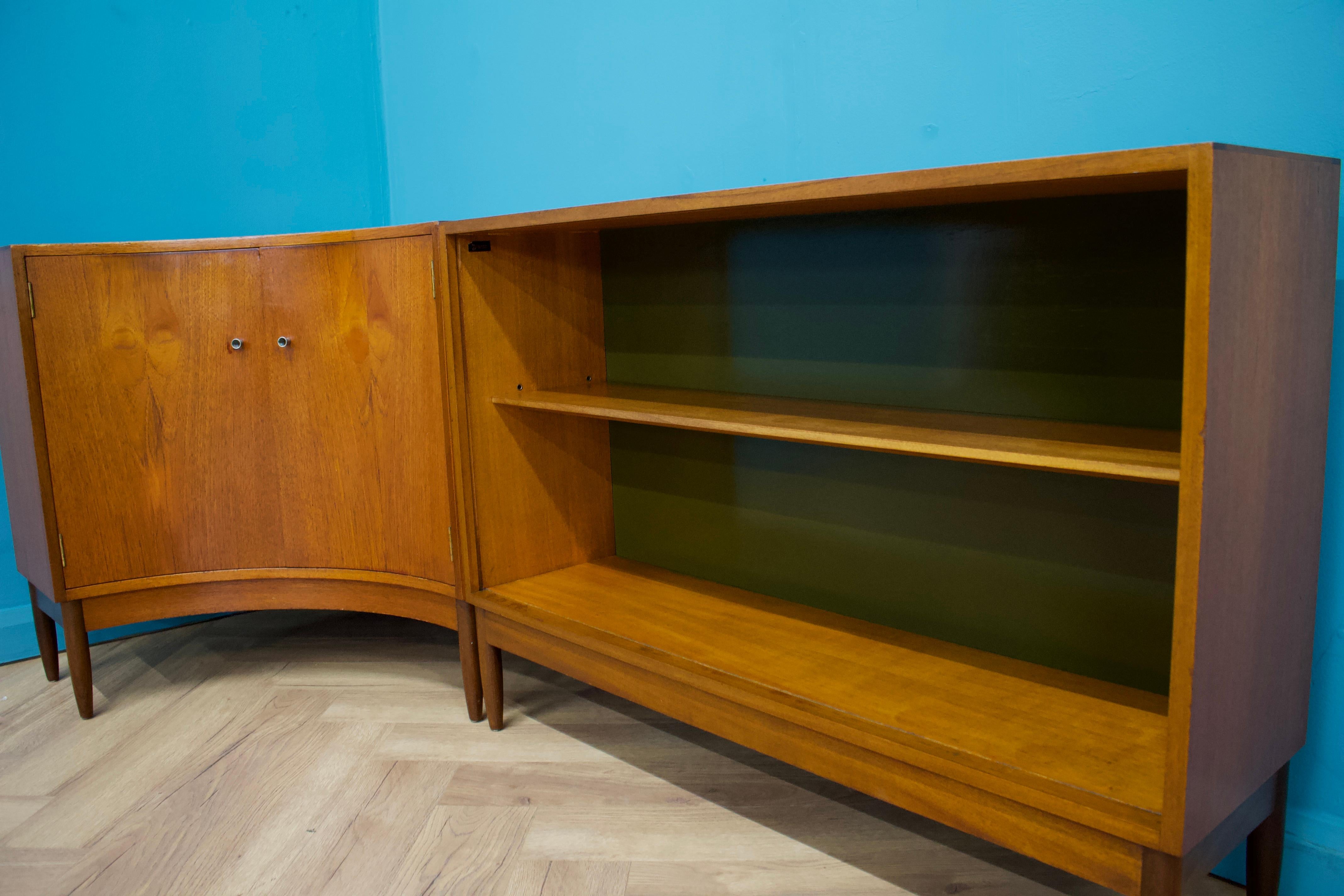 Veneer Teak 2-Piece Corner Unit Bookcase from Greaves and Thomas, 1960s