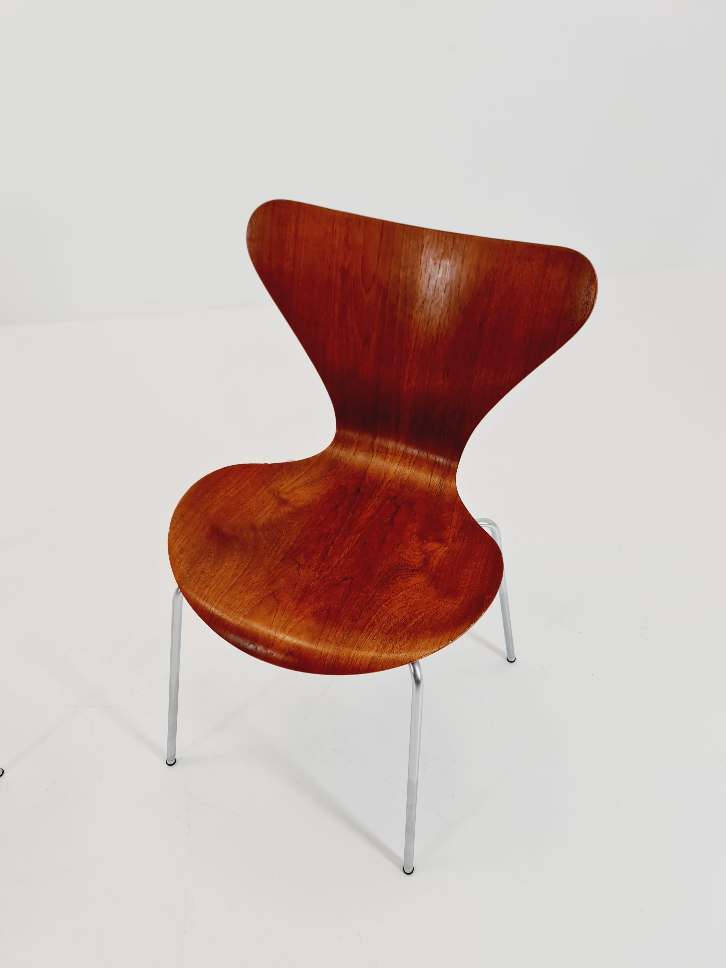 Danish Teak 3107 Dining Chairs by Arne Jacobsen for Fritz Hansen, 1960s, Set of 2