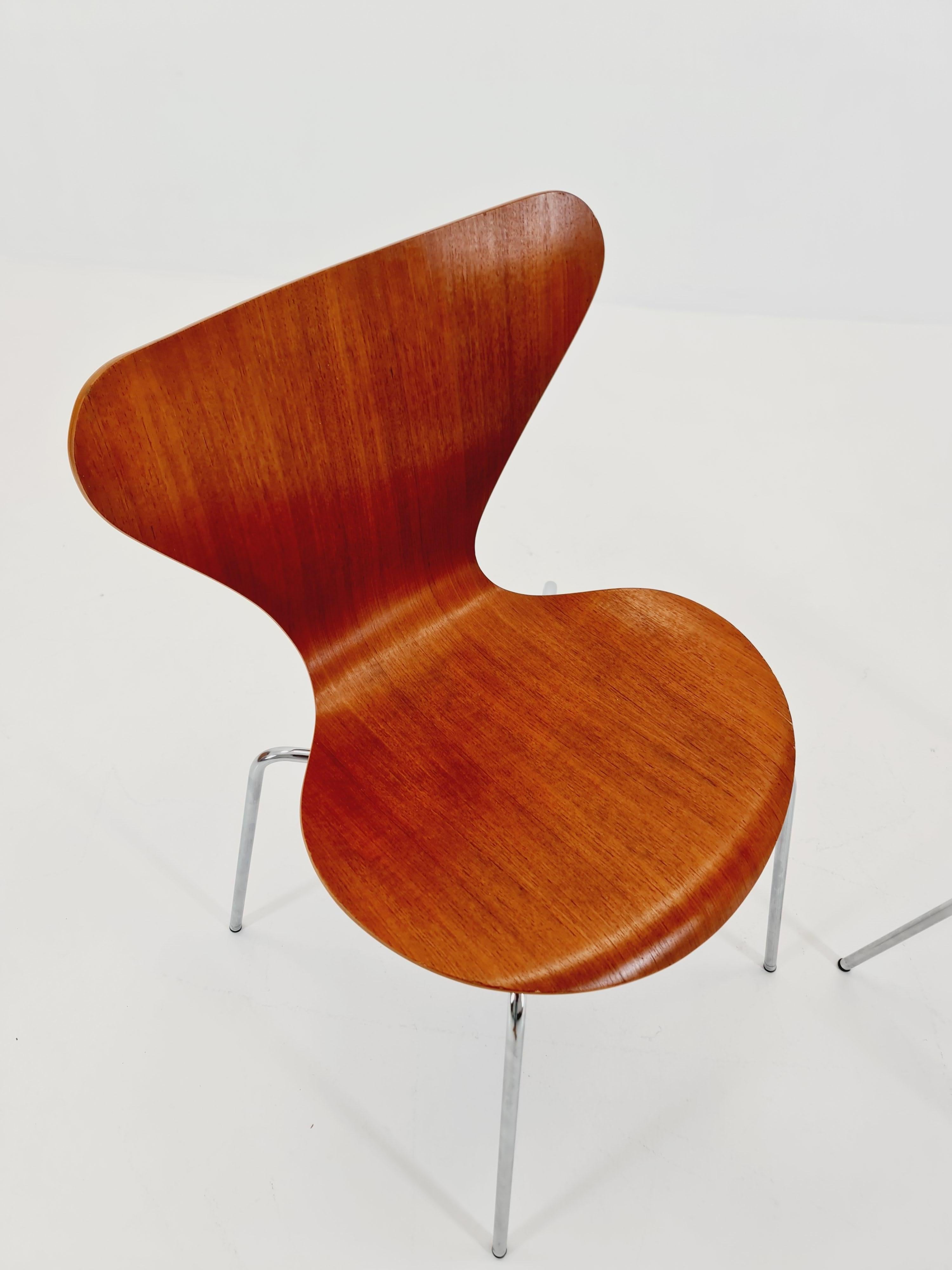 Mid-20th Century Teak 3107 Dining Chairs by Arne Jacobsen for Fritz Hansen, 1960s, Set of 2