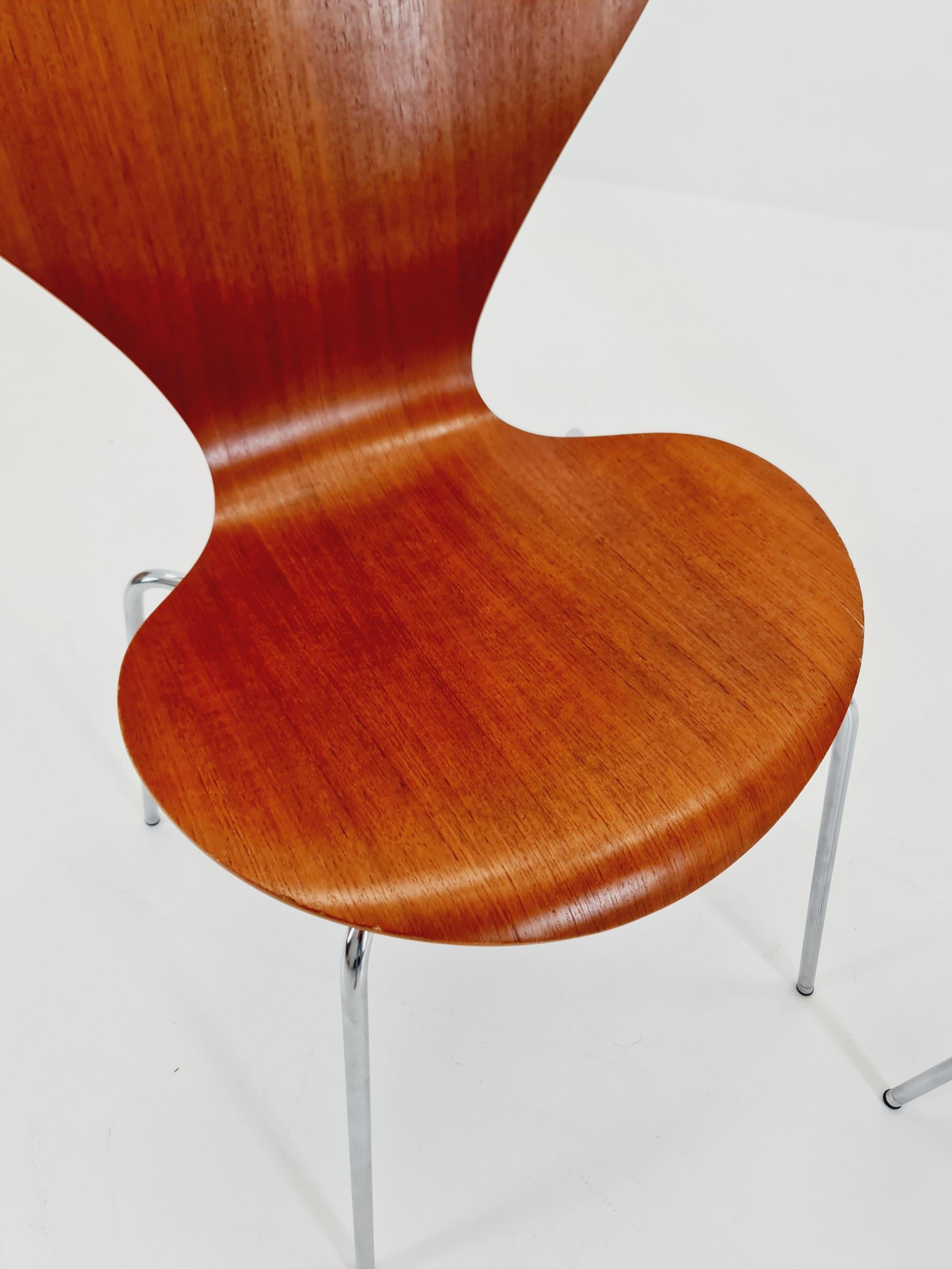 Teak 3107 Dining Chairs by Arne Jacobsen for Fritz Hansen, 1960s, Set of 2 2