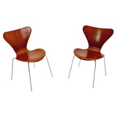 Teak 3107 Dining Chairs by Arne Jacobsen for Fritz Hansen, 1960s, Set of 2