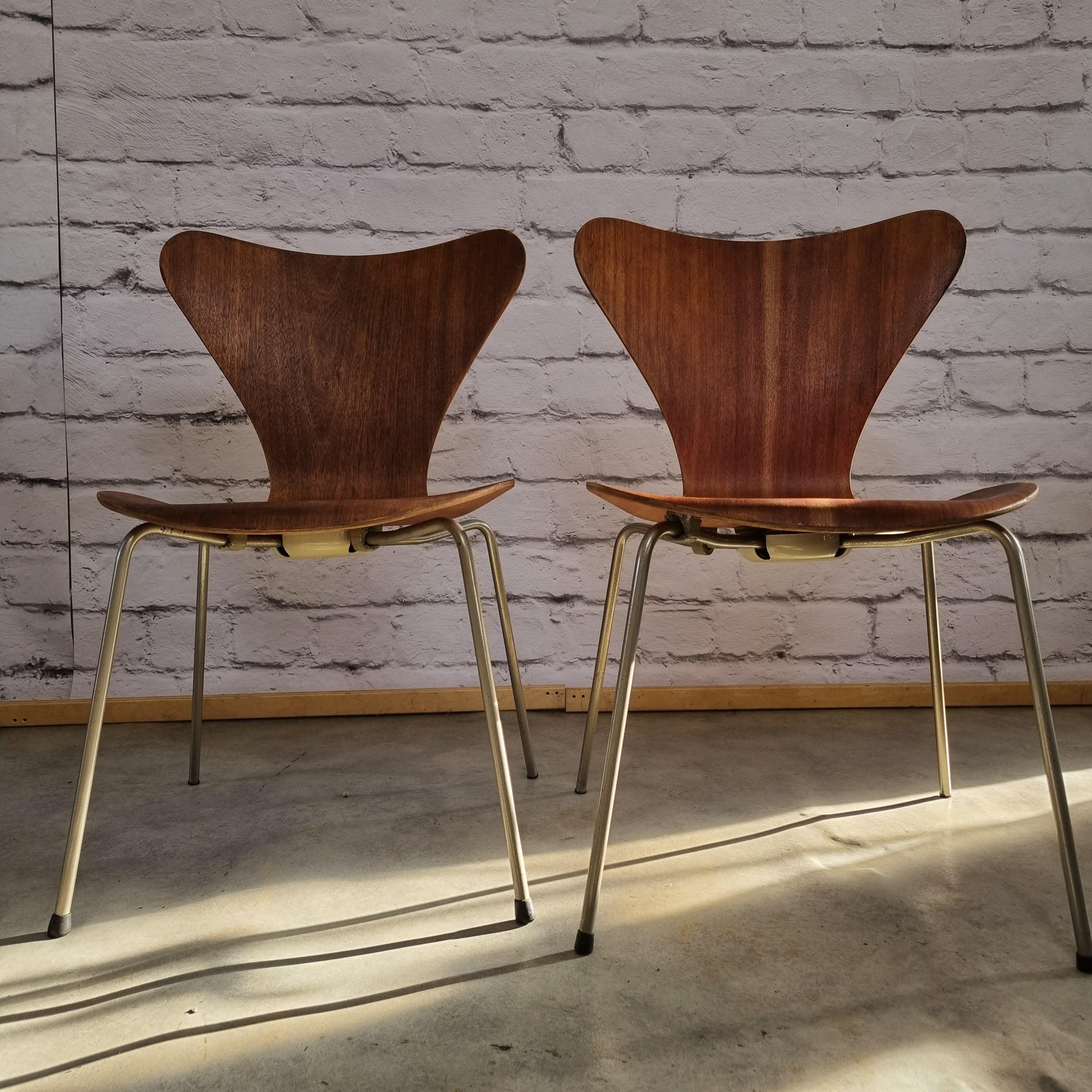 Danish Teak 3107 Dining Chairs by Arne Jacobsen for Fritz Hansen, Set of 2, 1960s