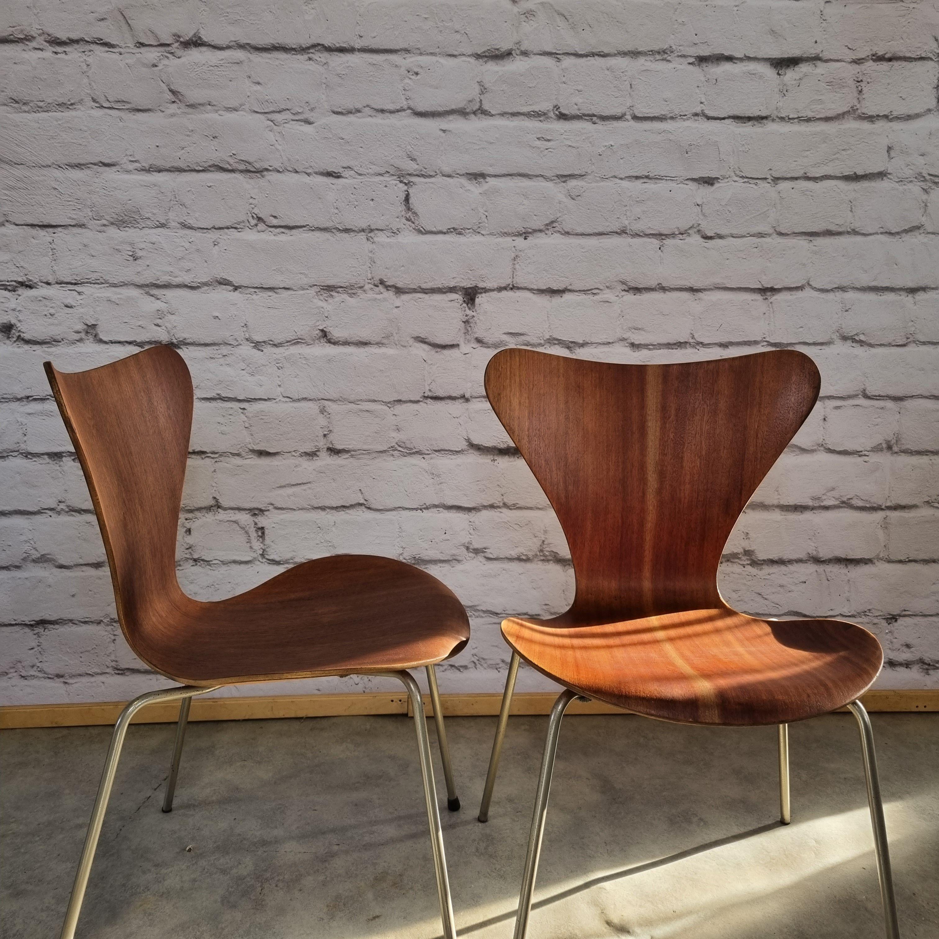 Mid-20th Century Teak 3107 Dining Chairs by Arne Jacobsen for Fritz Hansen, Set of 2, 1960s