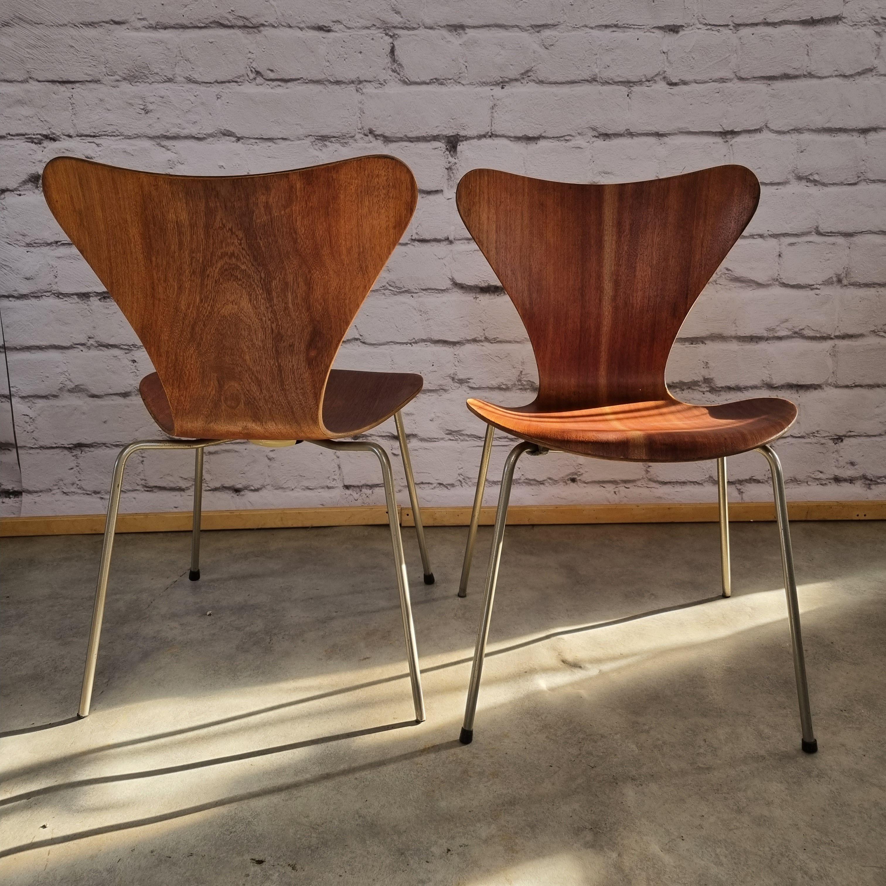 Teak 3107 Dining Chairs by Arne Jacobsen for Fritz Hansen, Set of 2, 1960s 1