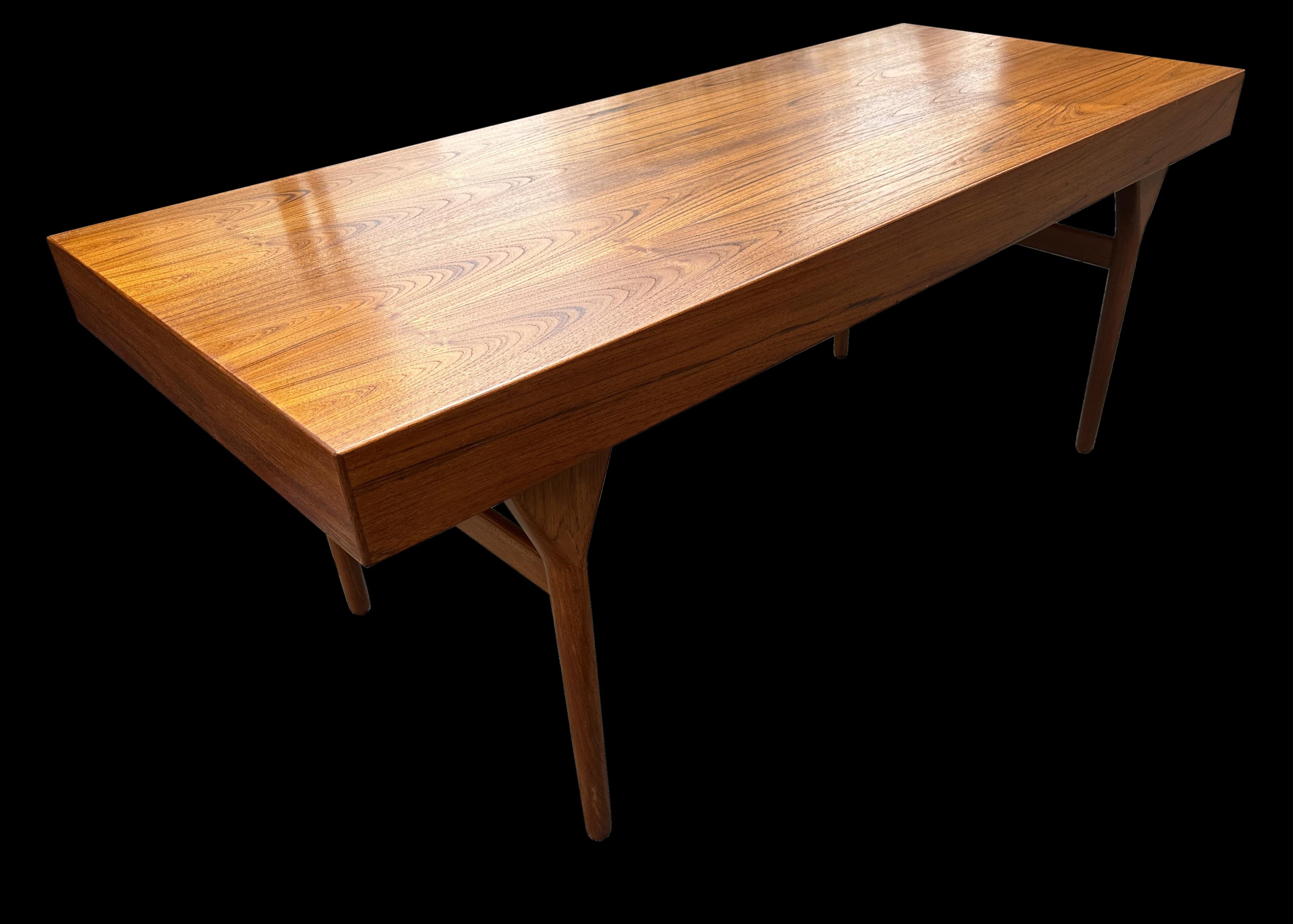Scandinavian Modern Teak 4 Drawer Desk/Writing Table by Nanna Ditzel for Soren Wiladsen For Sale