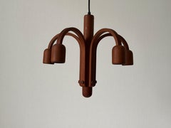Teak 5 Armed Sputnik Counterweight Pendant Lamp by Domus, 1970s, Italy