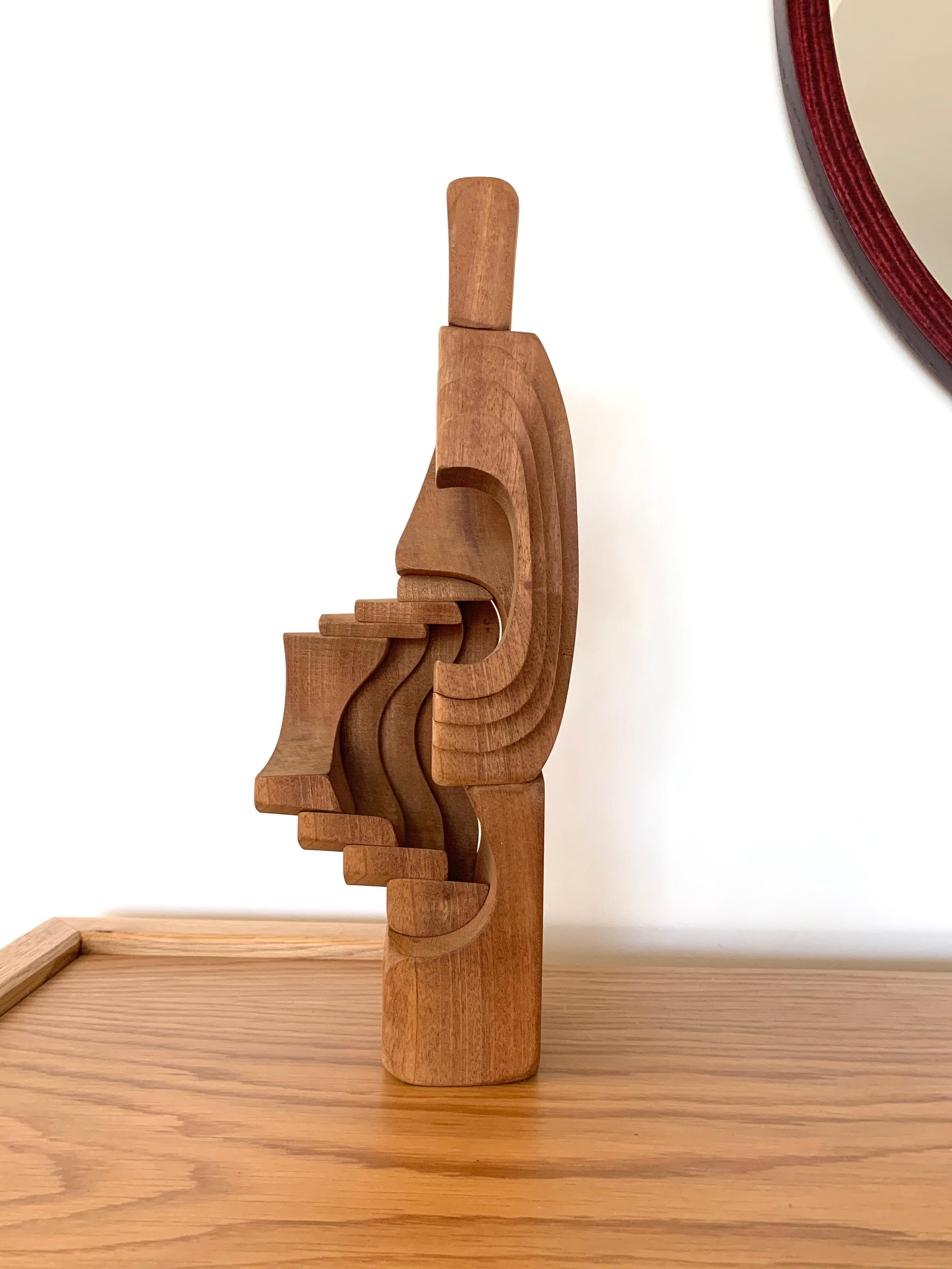 Mid-Century Modern Teak Abstract Modernist Sculpture by Brian Willsher