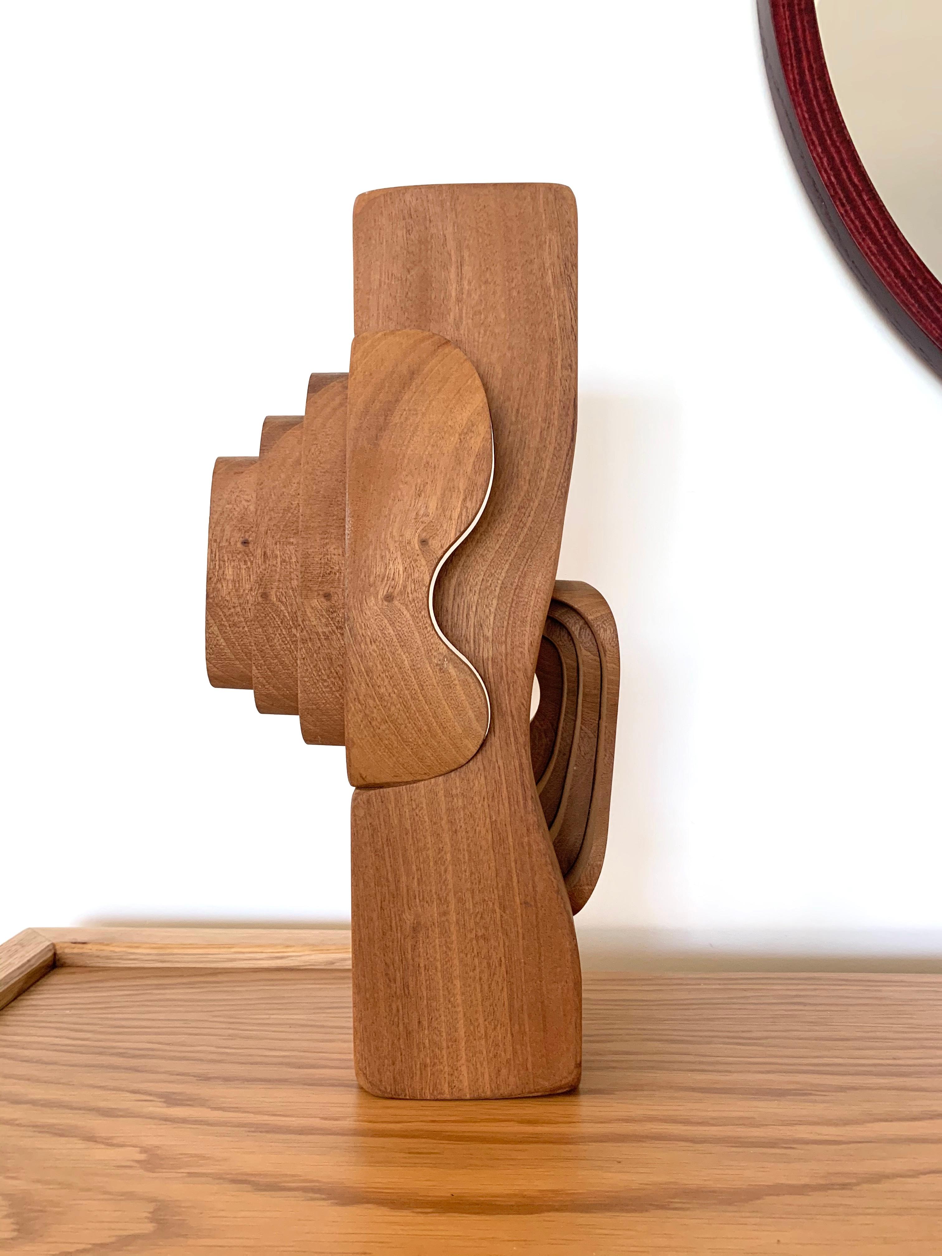 British Teak Abstract Modernist Sculpture by Brian Willsher