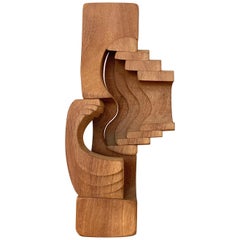 Teak Abstract Modernist Sculpture by Brian Willsher