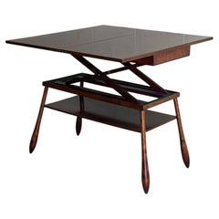 Table basse transformable en table à manger, en teck, à hauteur réglable, extensible, MCM, Danemark, années 1960