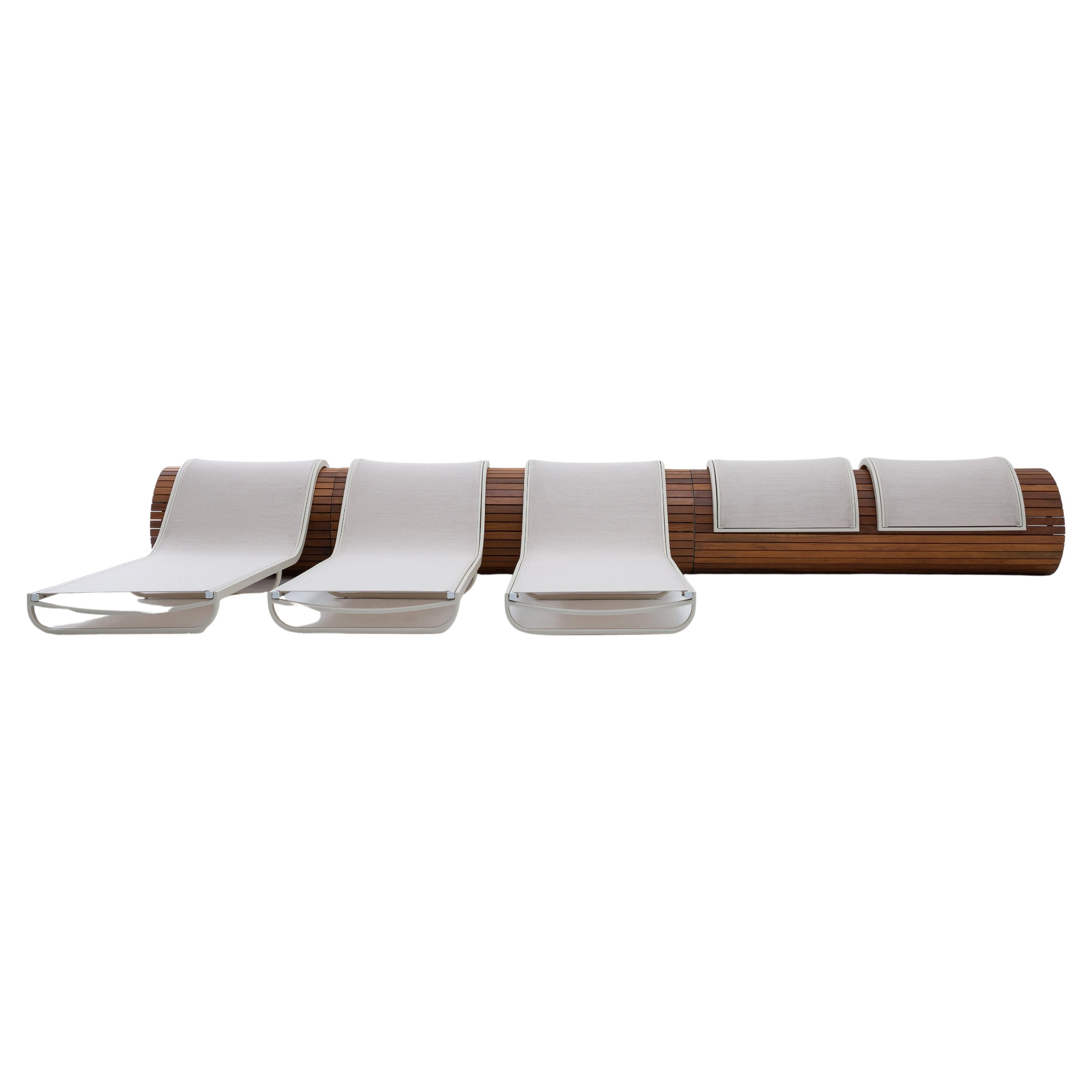 Teak & Aluminum Sculptural Outdoor Sun Lounger by Roberta Banqueri for +55design For Sale