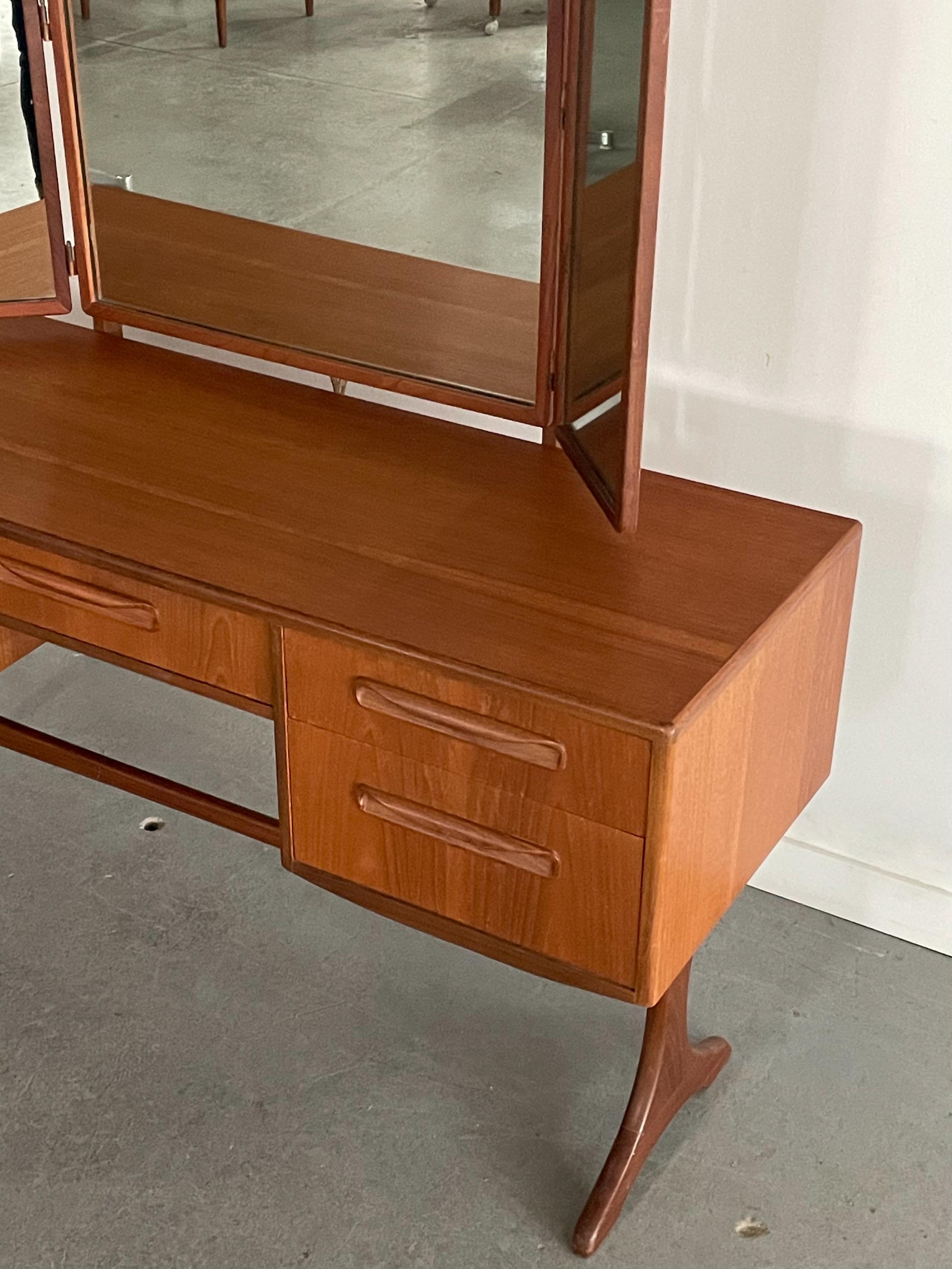 Mid-Century Modern Teak and Afrormosia Vanity by V.B. Wilkins for G-Plan