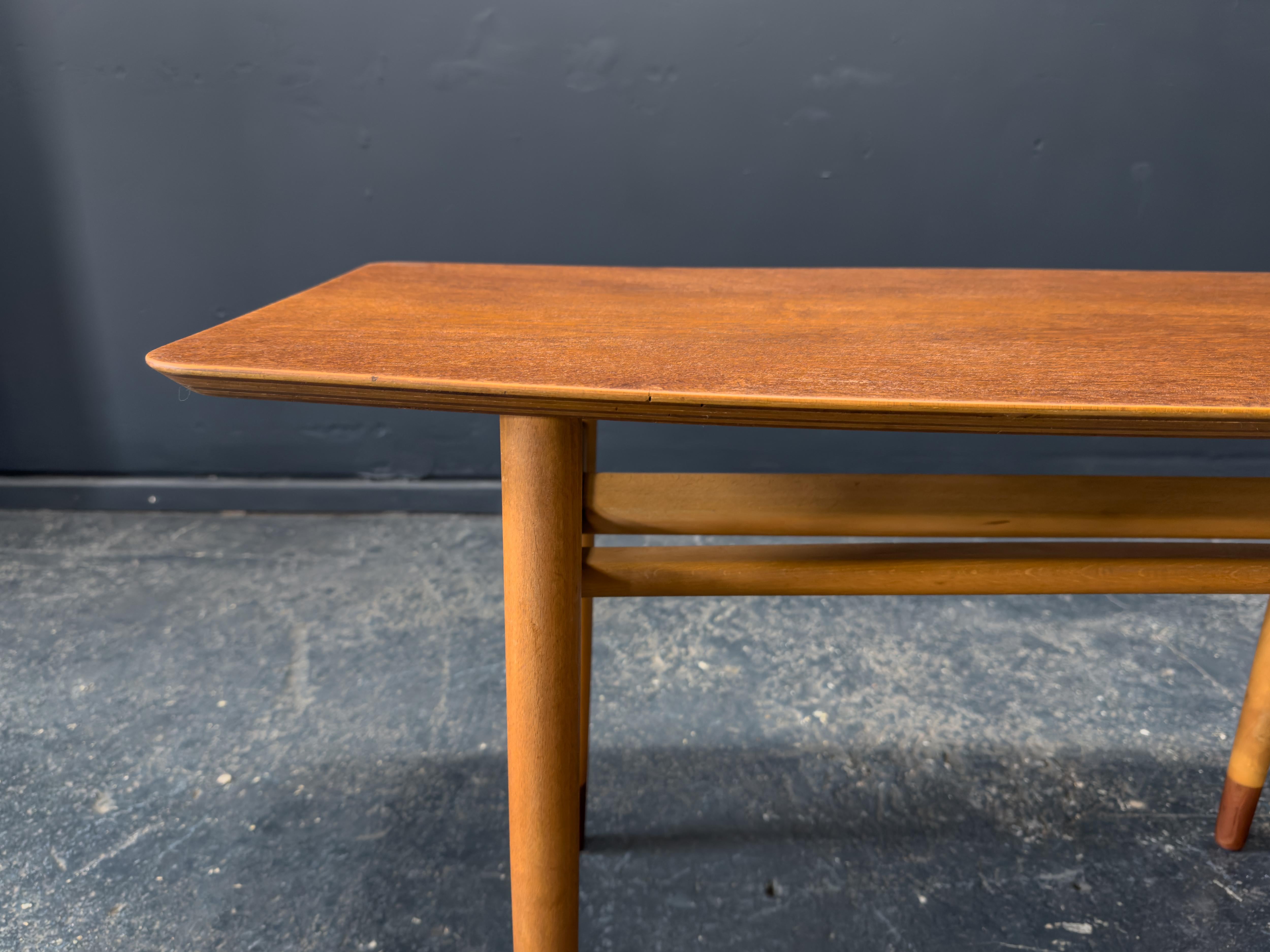 Teak and Beech Coffee Table For Sale 3