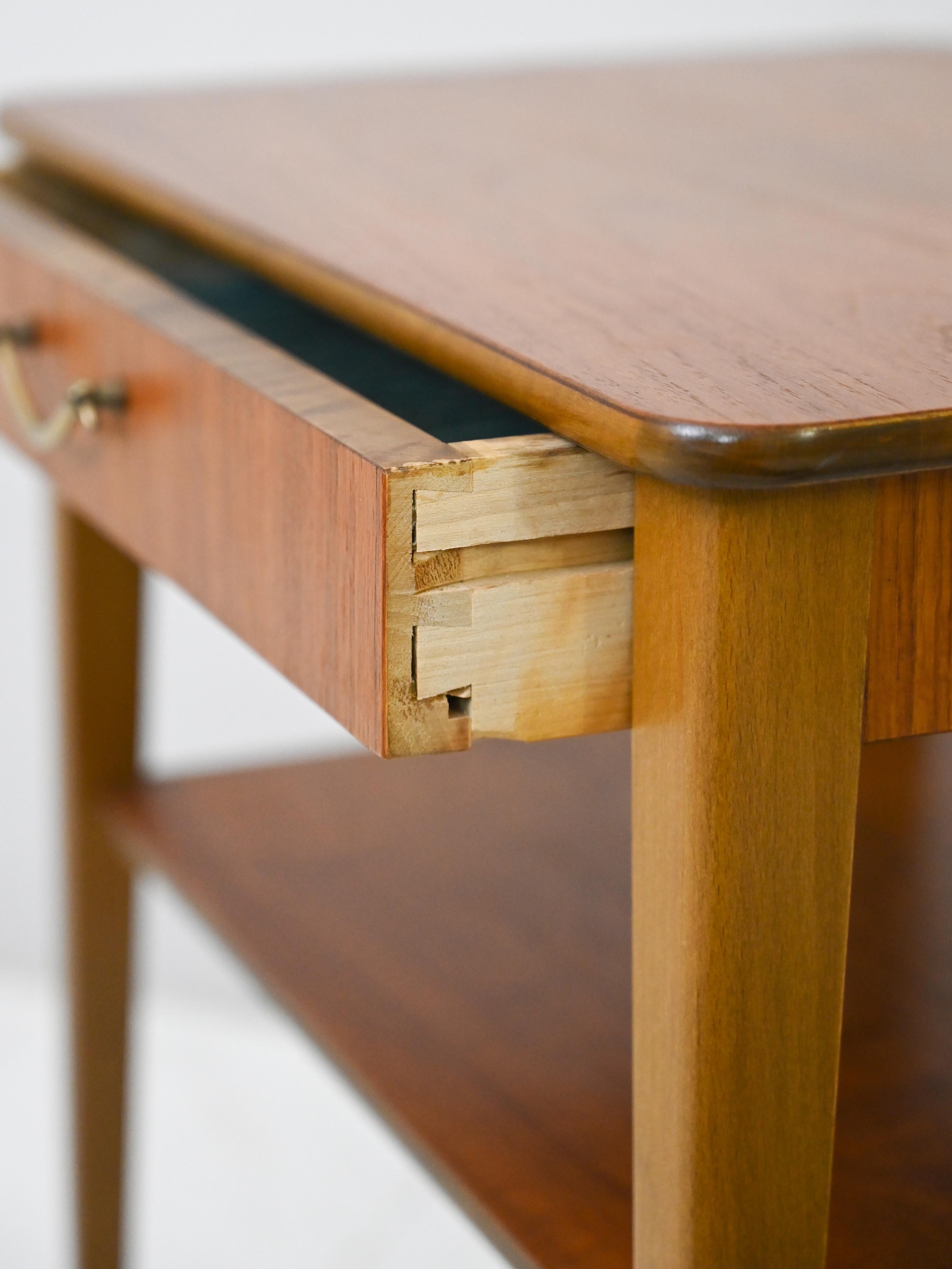 Mid-20th Century Teak and Birch Bedside Table For Sale