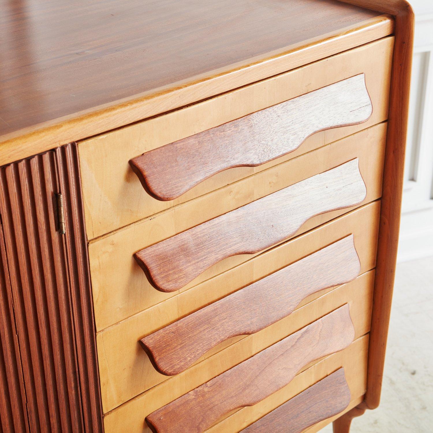 Teak and Birch Sideboard in the Style of Paola Buffa, France, 1970s For Sale 1