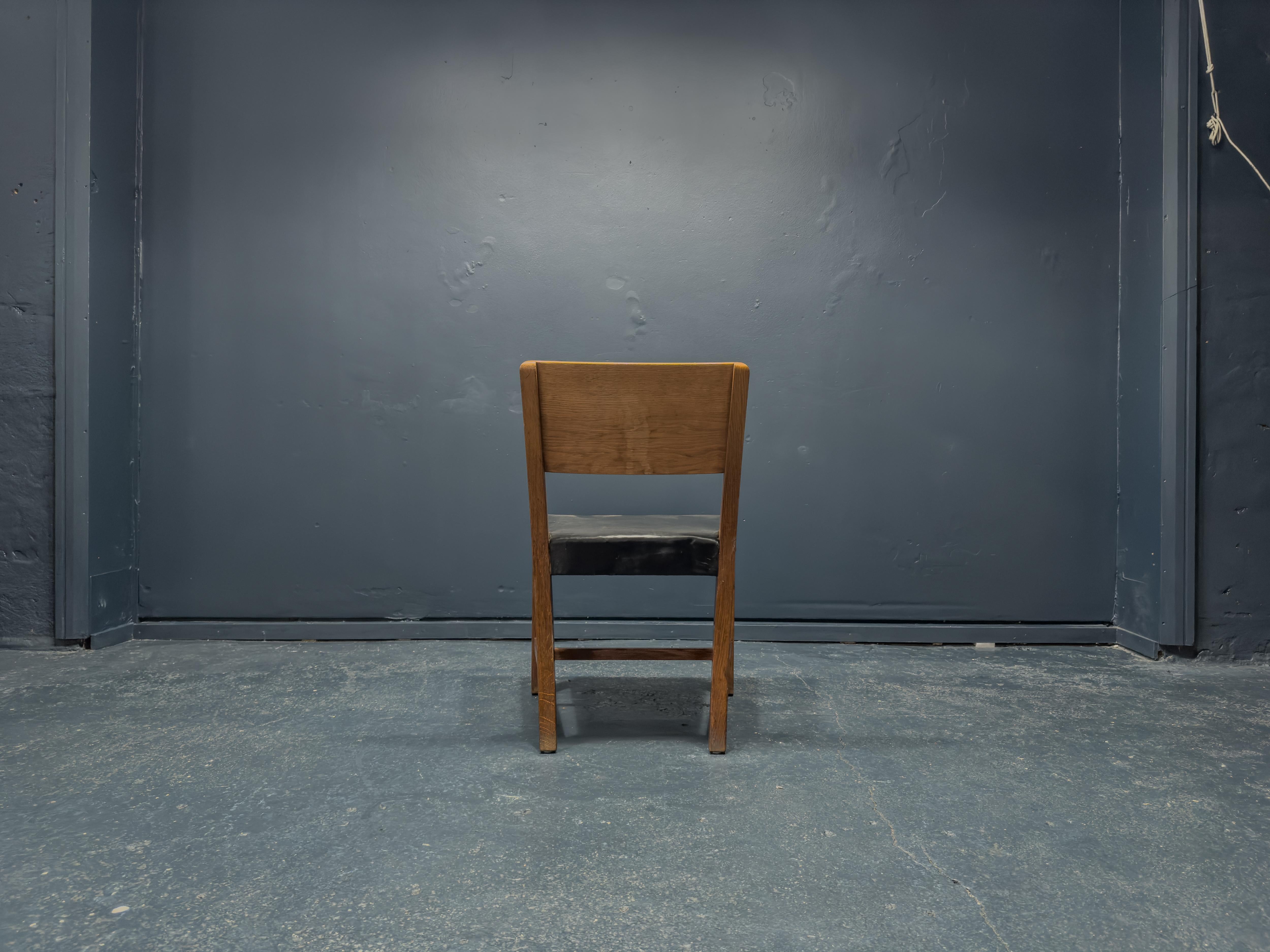 Danish Teak and Black Leather Chair For Sale