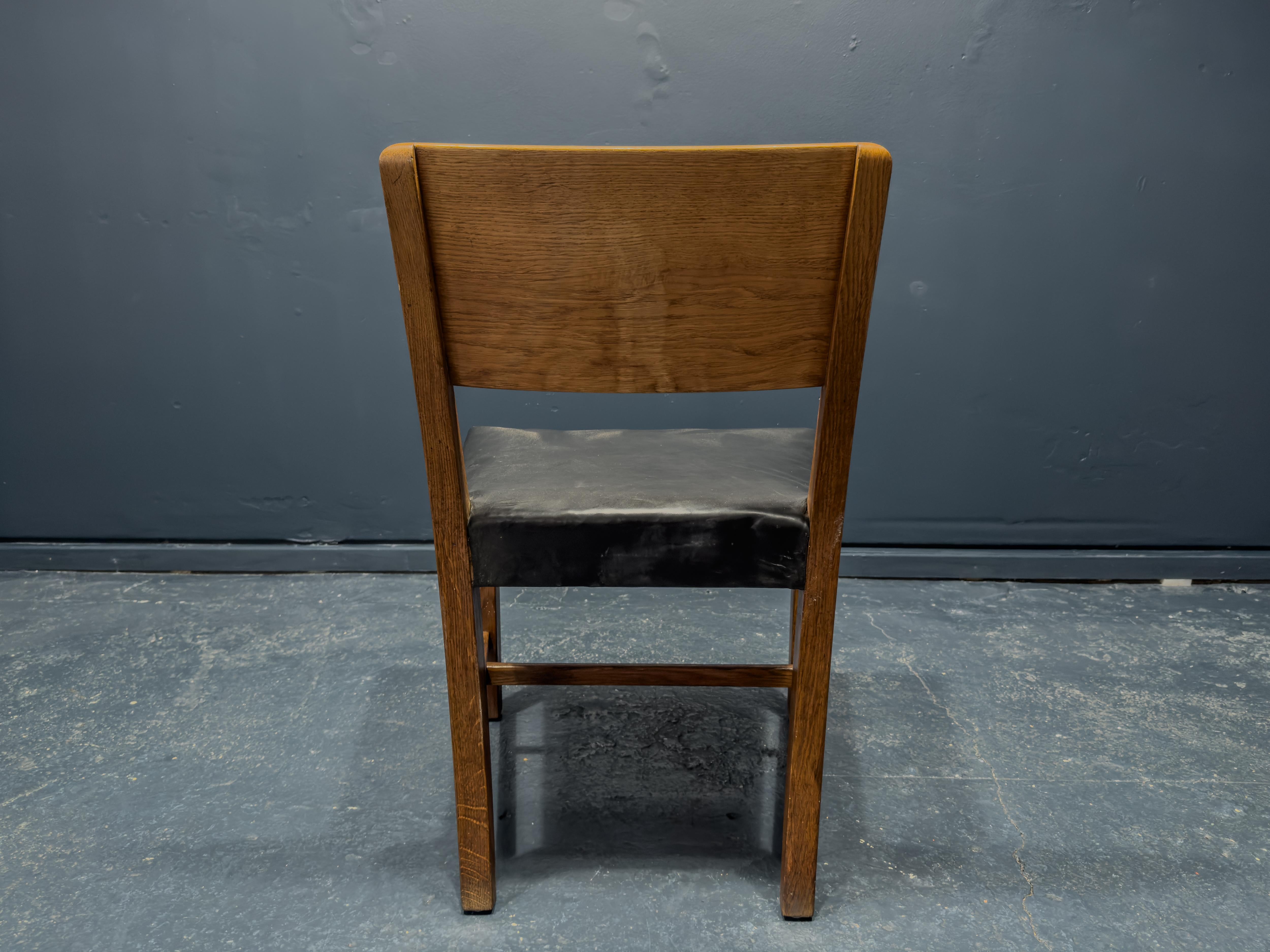 Mid-20th Century Teak and Black Leather Chair For Sale